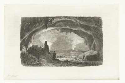 Man met roeiboot in de grotten van Han door Pierre Louis Dubourcq