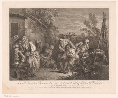 Ragotin gevlucht in een rozenstruik door Pierre Louis Surugue