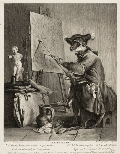 De aapschilder door Pierre Louis de Surugue