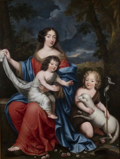 Portret van Madame de Maintenon met de Natuurlijke Kinderen van Lodewijk XIV door Pierre Mignard