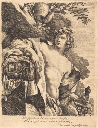 David met het hoofd van Goliath door Pierre Mignard I after Simon Vouet