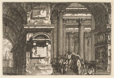 Begrafenisscène in een tempel, ca. 1760 door Pierre Moreau
