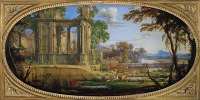 Paysage compose avec ruines antiques - Landschap met antieke ruïnes ... door Pierre Patel