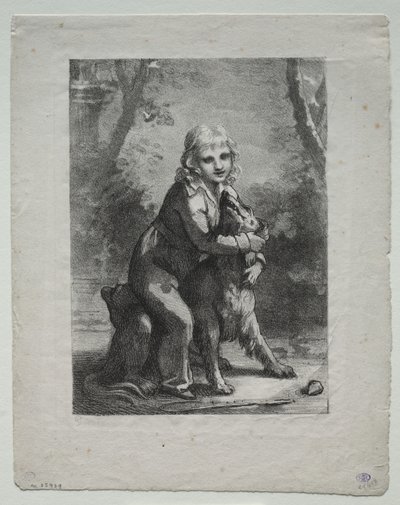 Jongen met een Hond door Pierre Paul Prud