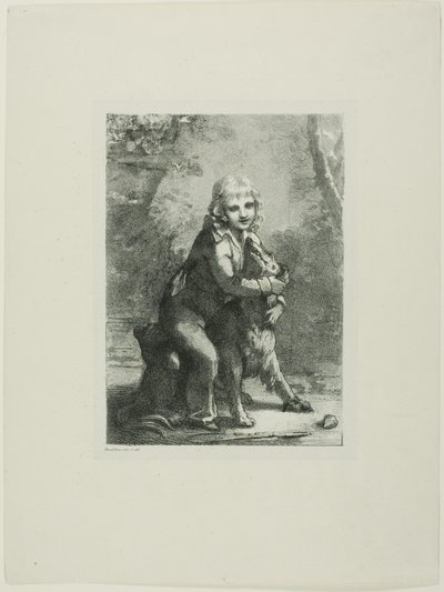 Jongen met hond door Pierre Paul Prud