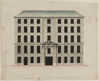 Façade van het Mont-de-Piété aan de rue des Blancs-Manteaux door Pierre Payen