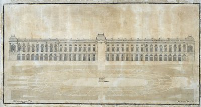 Architectuur: "Project van Place Royale voor Marseille, interieur elevatie" 1686 door Pierre Puget