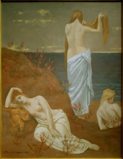 Jonge vrouwen aan zee door Pierre Puvis de Chavannes