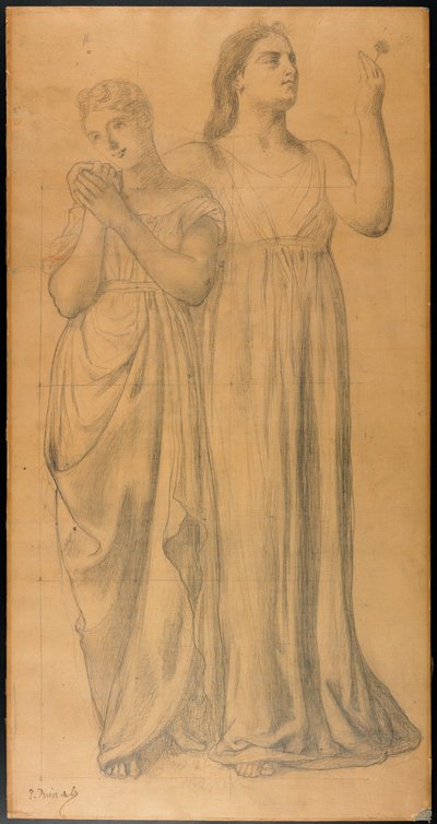 Studie für Les Jeunes Filles et la Mort (Der Tod und die Mädchen) door Pierre Puvis de Chavannes