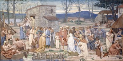 De kindertijd van Sint Genevieve, 1874 door Pierre Puvis de Chavannes