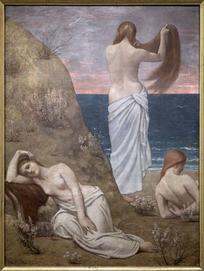 Jonge meisjes aan zee door Pierre Puvis de Chavannes
