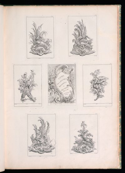 Ornamentontwerp met twee dode vogels liggend op acanthustak, uit Livre de Légumes door Pierre Quentin Chedel
