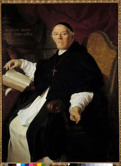 Portret van Don Cesare Benvenuti, abt-generaal van de congregatie van kanunniken van Lateranen schilderij door Pierre Subleyras door Pierre Subleyras