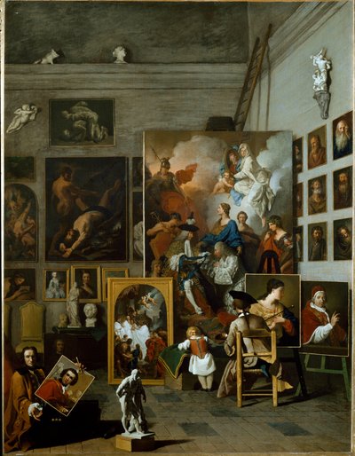 Het atelier van de kunstenaar door Pierre Subleyras