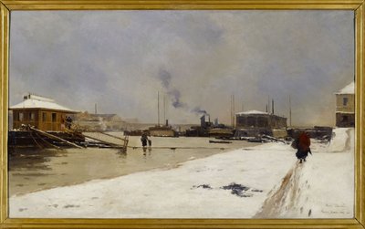 De lage haven van de Tolbiac-brug tijdens de overstroming door Pierre Vauthier