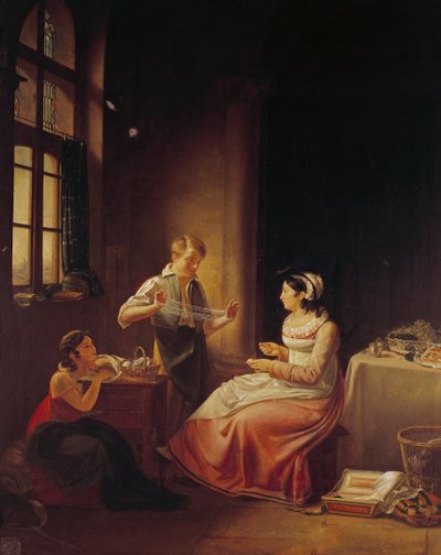 Interieur van een huis in Macon door Pierre Victor Olagnon