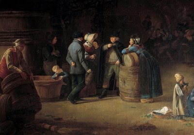 Eigenaar bezoekt zijn kelder in Bourgondië (detail) door Pierre Victor Olagnon