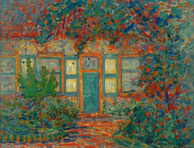 Huisje bij zon door Piet Mondrian