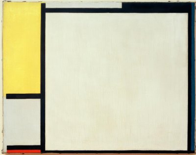 Compositie met geel, zwart, blauw, rood en grijs door Piet Mondrian