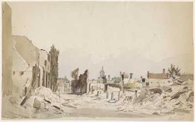 De ruïnes te Bodegraven na de brand van juni 1870 door Piet Schipperus
