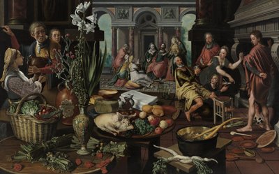 Christus in het huis van Maria en Martha door Pieter (1507/08-75) Aertsen
