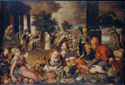 Markttafereel met Christus en de overspelige vrouw door Pieter Aertsen