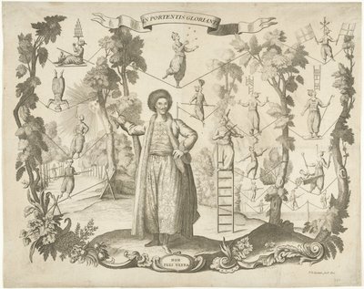Acrobaten en koorddansers door Pieter Balthasar Bouttats