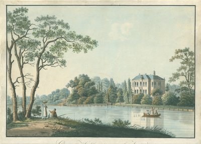Gezicht op huis Over Holland met theekoepel aan de Vecht te Nieuwersluis door Pieter Bartholomeusz. Barbiers