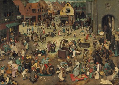 Duits: Kampf zwischen Fasching und Fasten De strijd tussen carnaval en vasten door Pieter Brueghel the Elder