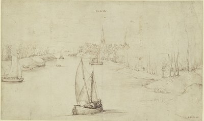 Pieter Bruegel (de Oude) - Rivierlandschap Basrode (Baasrode), KdZ 5763 door Pieter Brueghel the Elder