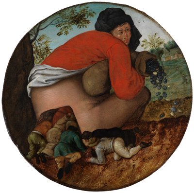 Man met de geldbuidel en vleiers door Pieter Brueghel the Younger