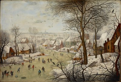 Winterlandschap met vogelval door Pieter Brueghel the Younger