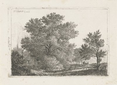 Landschap met grote boom door Pieter Casper Christ