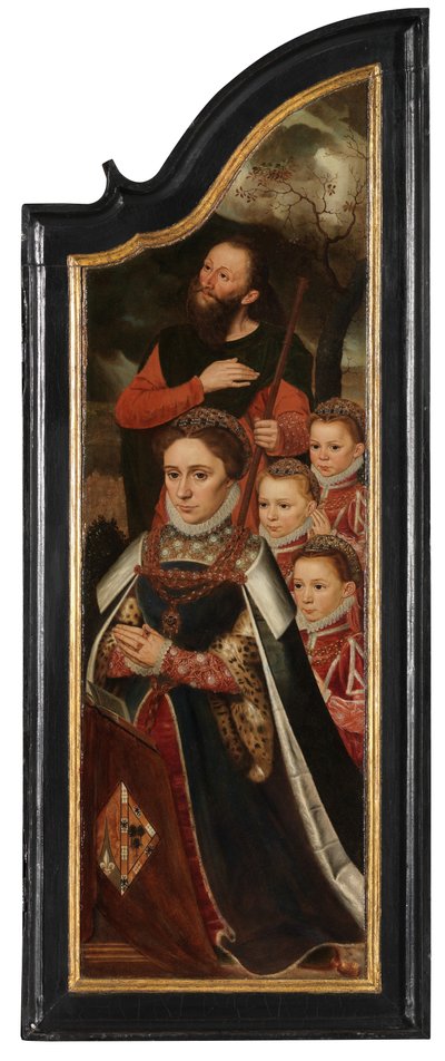 Rechterpaneel van Christus aan het Kruis met de Maagd, St. Johannes en Maria Magdalena door Pieter Claeissens