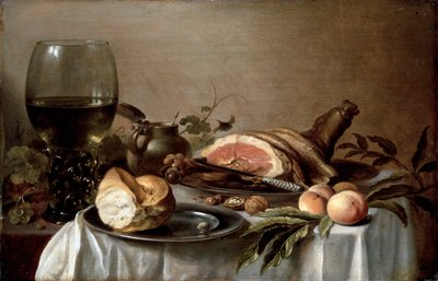 Ontbijt met ham, 1647 door Pieter Claesz