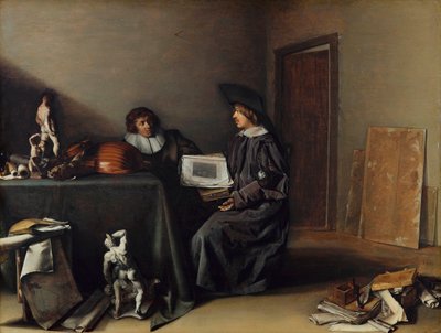 Een kunstenaar en een kunstliefhebber in gesprek door Pieter Codde