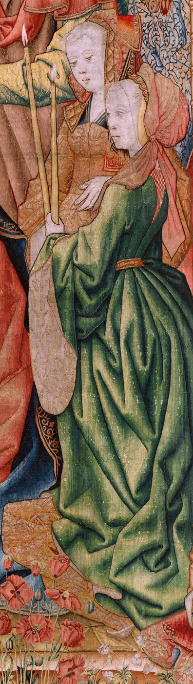 Vlaamse wandtapijt. Serie Episodes uit het Leven van de Maagd; Presentatie in de Tempel (Presentación en el Templo). Tweede wandtapijt in de serie. Modellen Toegeschreven aan Jan van Roome (of van Brussel). Fabriek Pieter van Aelst, Brussel. Ca 1502-1504. door Pieter Coecke van Aelst