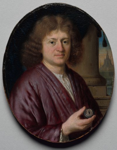 Portret van een man met een horloge door Pieter Cornelisz van Slingelandt