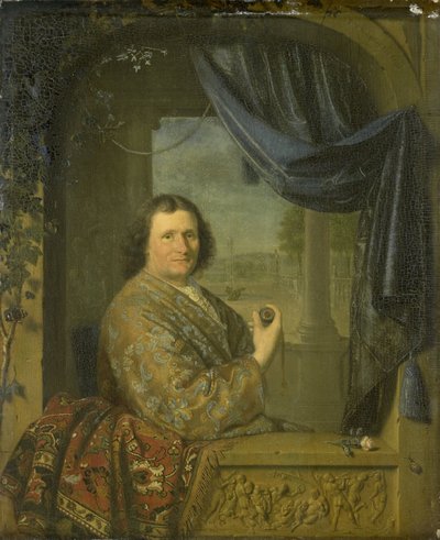 Portret van een man met een horloge door Pieter Cornelisz. van Slingelandt