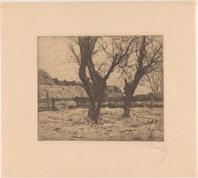Knotwilgen in een weiland door Pieter Dupont (signed by artist)