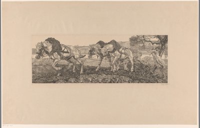 Ploegende paarden door Pieter Dupont (signed by artist)