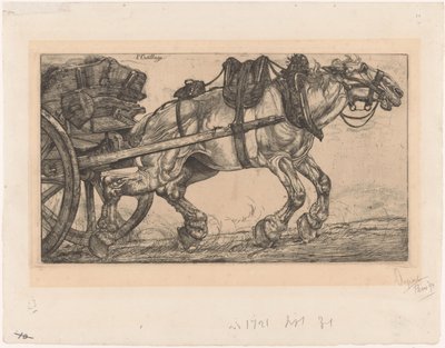 Trekpaard voor een kar door Pieter Dupont (signed by artist)