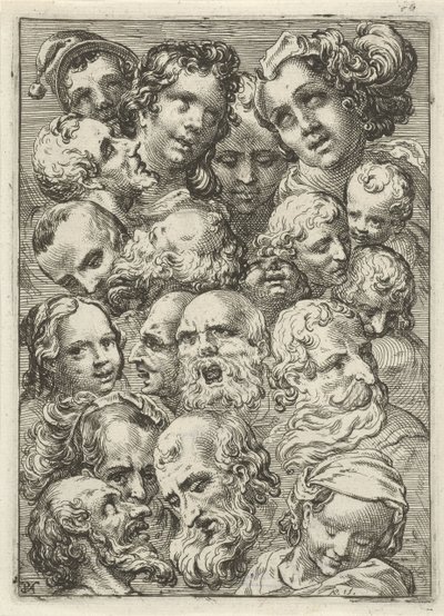 Studieblad met negentien hoofden door Pieter Feddes van Harlingen