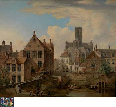 Sint-Baafskathedraal en het Reepkanaal in Gent door Pieter Frans De Noter