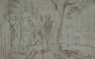 Christus geneest de blinde man (recto); Venus en Cupido (verso) door Pieter Fransz. de Grebber
