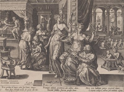 Geboorte, uit De loop van het menselijk leven, 1570 door Pieter Furnius