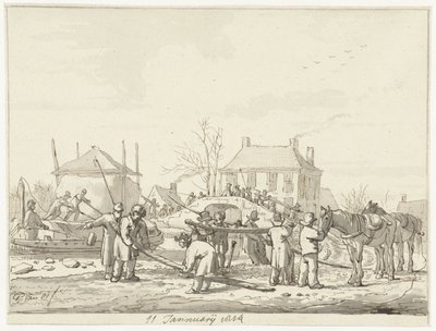 Karnemelksloot te Naarden, 11 januari 1814 door Pieter Gerardus van Os (signed by artist)
