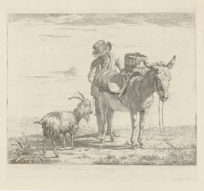 Man met een pakezel en een geit door Pieter Gerardus van Os
