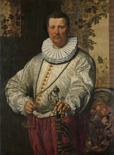 Portret van een Nederlandse admiraal van de vloot door Pieter I Pietersz