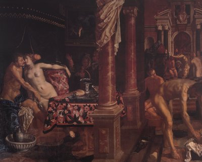 Deens:  En badstue Een badhuis door Pieter Isaacsz